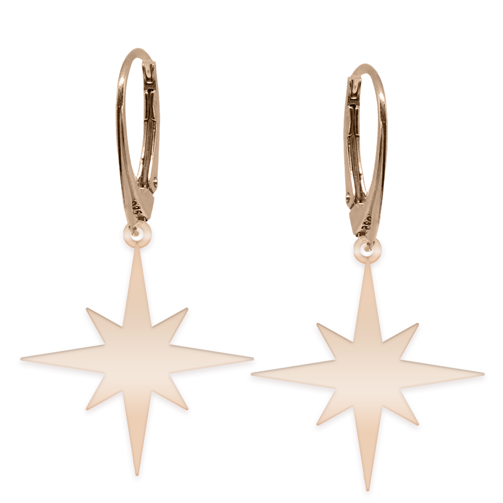 Star Light - Cercei personalizati steluta cu leverback din argint 925 placat cu aur roz